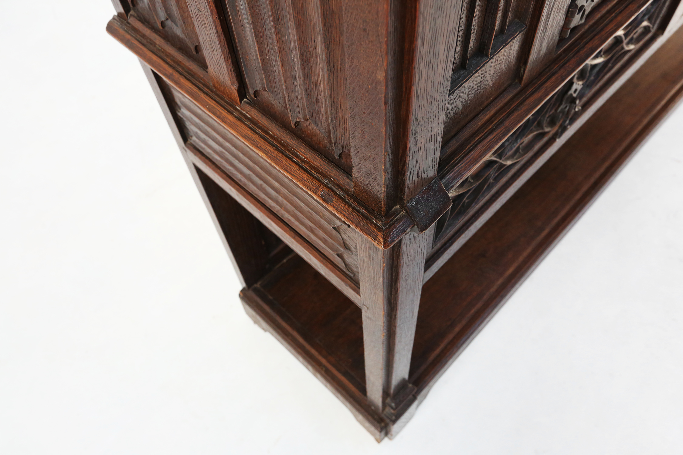 Neo-gothic cabinet in oak with concealed storage and rich decorations, France, 1850sthumbnail